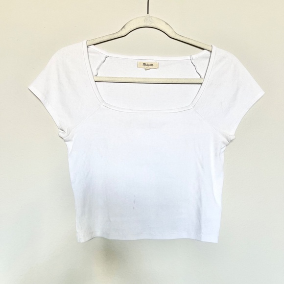 Madewell Supima Rib Square-Neck Baby Tee White Size M - Picture 2 of 10